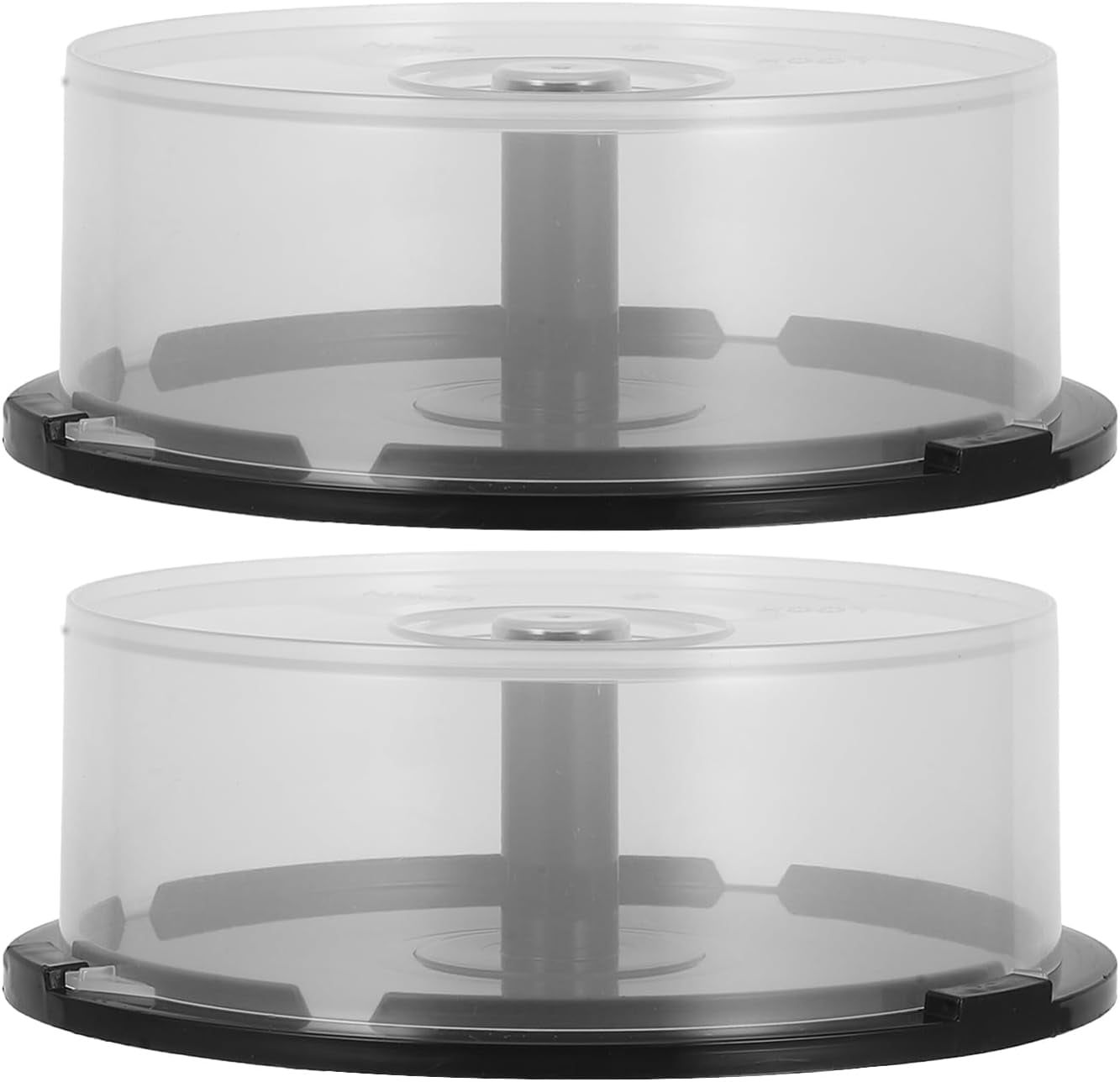 CD/DVD Cake Box Spindle 2pcs 25 Disc Clear Storage Box with Black Base ...