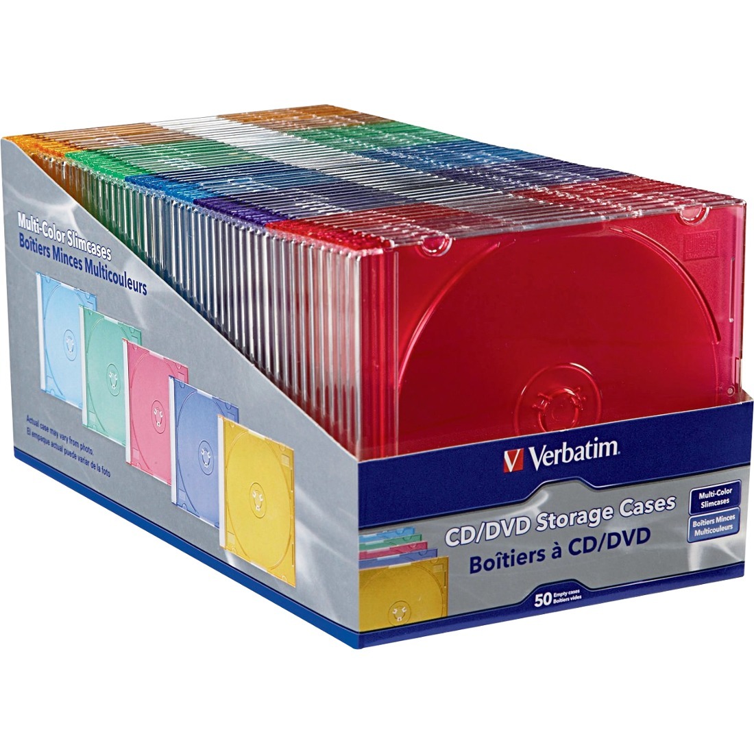 CD/DVD Color Slim Jewel Cases, Assorted - 50pk - image 1 of 2