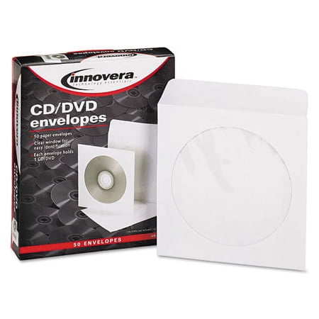 CD/DVD Envelopes, Clear Window, 1 Disc Capacity, White, 50/Pack | Bundle of 10 Packs