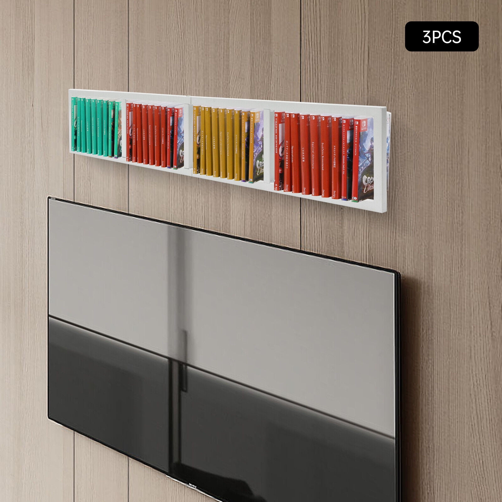 CD DVD Holder Media Storage Rack Video Game Organizer Wall Mount 3 Pack ...