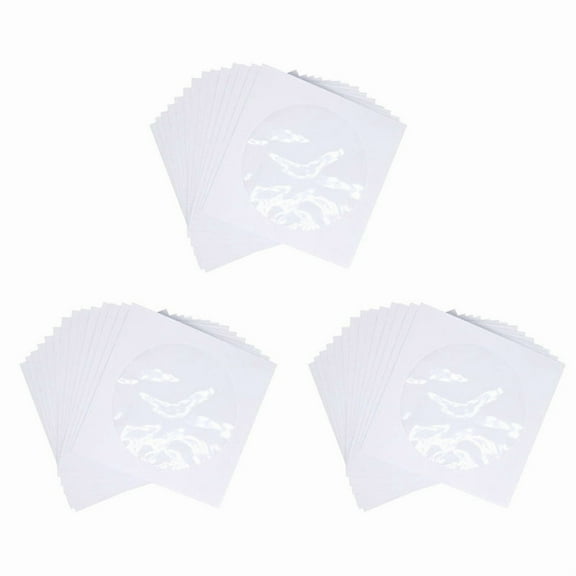 CD DVD Sleeves, DVD CD Media Paper Envelop Sleeves Holder with Clear Window Close Flap White, Pack of 300