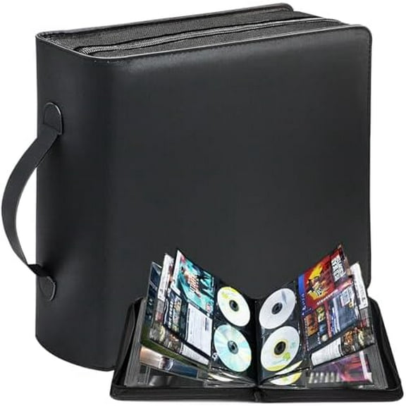CD/DVD Storage Binder Case, Blu Ray Storage Case Capacity Discs and 68 Booklet Pockets, Perfect Media Storage bag with Handle for Video Games, Movies, Musics$$Furniture