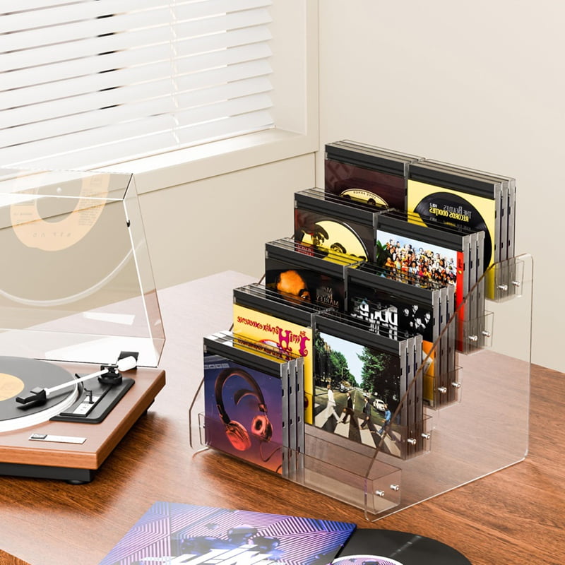 CD Holder 5 Tier, Clear CD Organizers, CD Display Rack Holds Up to 30 ...