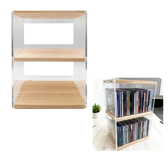 CD Holder Desk Rack Organizer Retro Wooden CD Holder Stand CD Storage Rack Game Disc Display Shelf Tower Dollar Fit for Theatre Room Collectibles Desk Stand Protection Cube Holds 24 CD Case