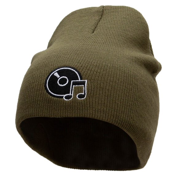 CD Icon Embroidered 8 inch Acrylic Short Blank Beanie - Olive OSFM