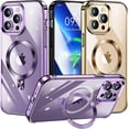 thumbnail image 1 of [CD Loop Compatible with MagSafe Invisible Ring Stand]Magnetic for iPhone 13 Pro Max Case, [Electroplated Bumper Non-Yellowing][Look as Bare iPhone]Slim Clear Case with Holder for Women Men Girls, 1 of 13
