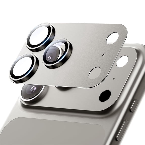 CD Metal Armor Camera Lens Protector for iPhone 17 Pro, Gray, Full Coverage HD Tempered Glass