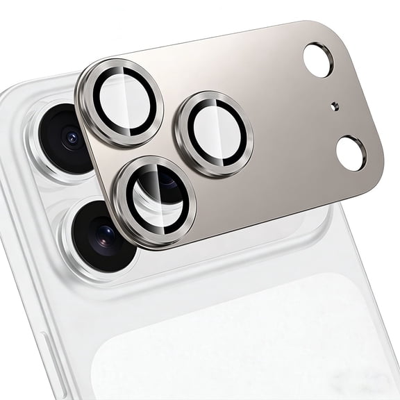 CD Metal Armor Camera Lens Protector for iPhone 17 Pro Max, Titanium Gray, Full Coverage HD Tempered Glass