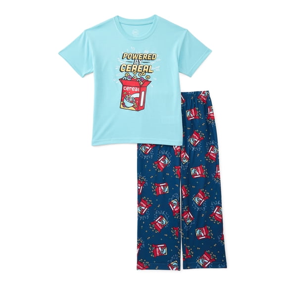 Wonder Nation Boys Graphic Tee and Wide Leg Pants Sleep Set, 2-Piece, Sizes 4-18