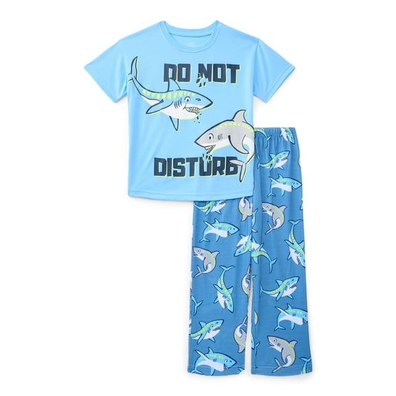 Wonder Nation Boys Graphic Tee and Wide Leg Pants Sleep Set, 2-Piece, Sizes 4-18