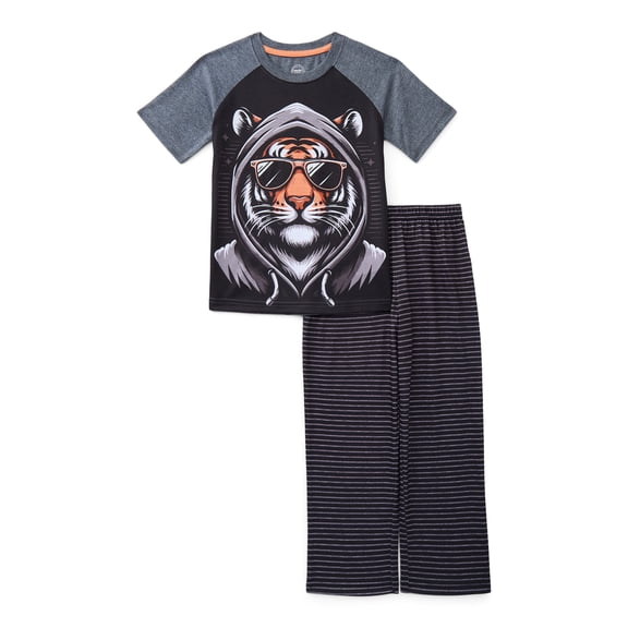 Wonder Nation Boys Graphic Tee and Wide Leg Pants Sleep Set, 2-Piece, Sizes 4-18