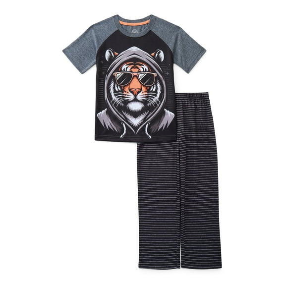 Wonder Nation Boys Graphic Tee and Wide Leg Pants Sleep Set, 2-Piece, Sizes 4-18