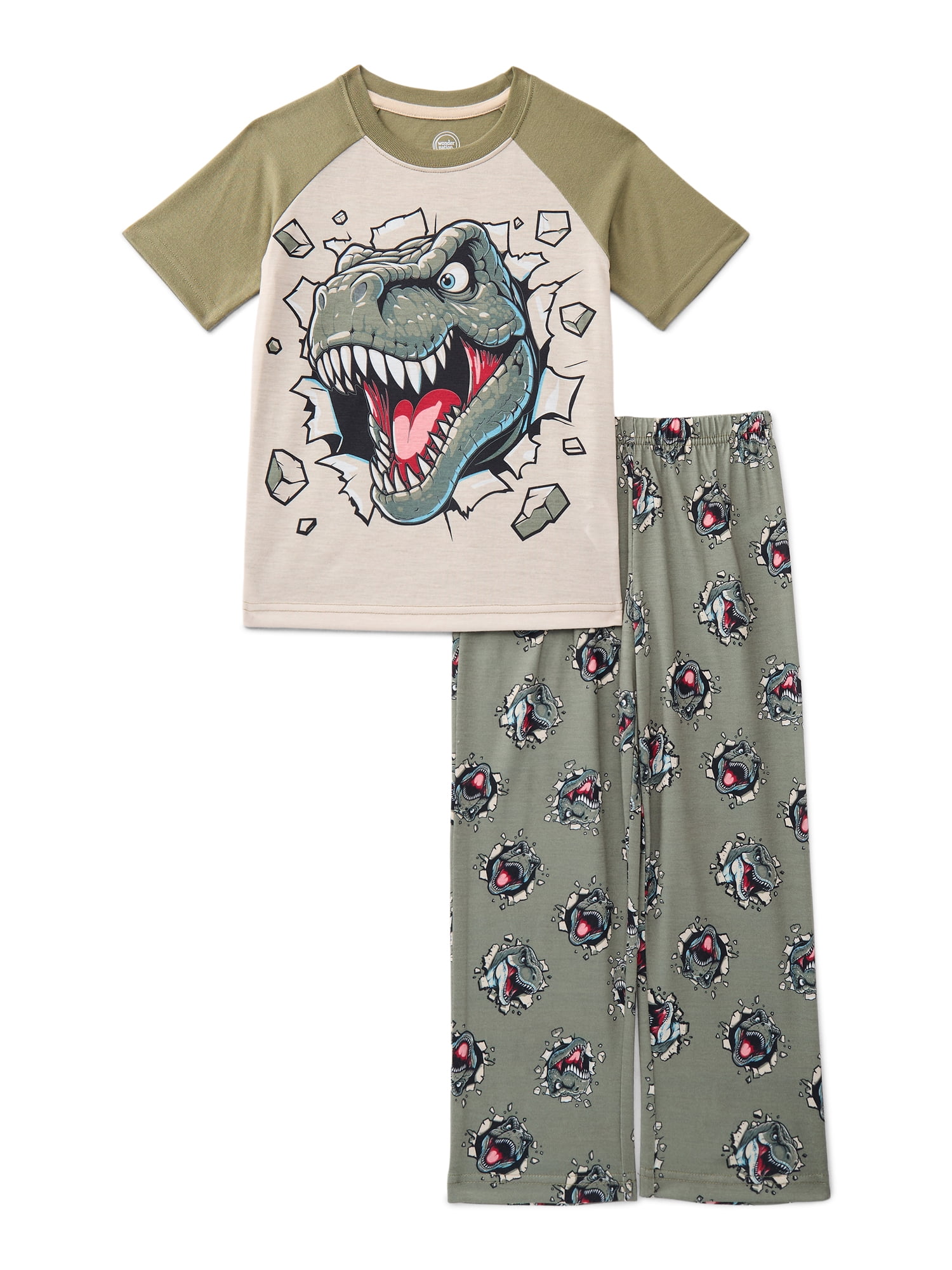 Wonder Nation Boys Graphic Tee and Wide Leg Pants Sleep Set, 2-Piece, Sizes 4-18