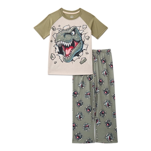 Wonder Nation Boys Graphic Tee and Wide Leg Pants Sleep Set, 2-Piece, Sizes 4-18