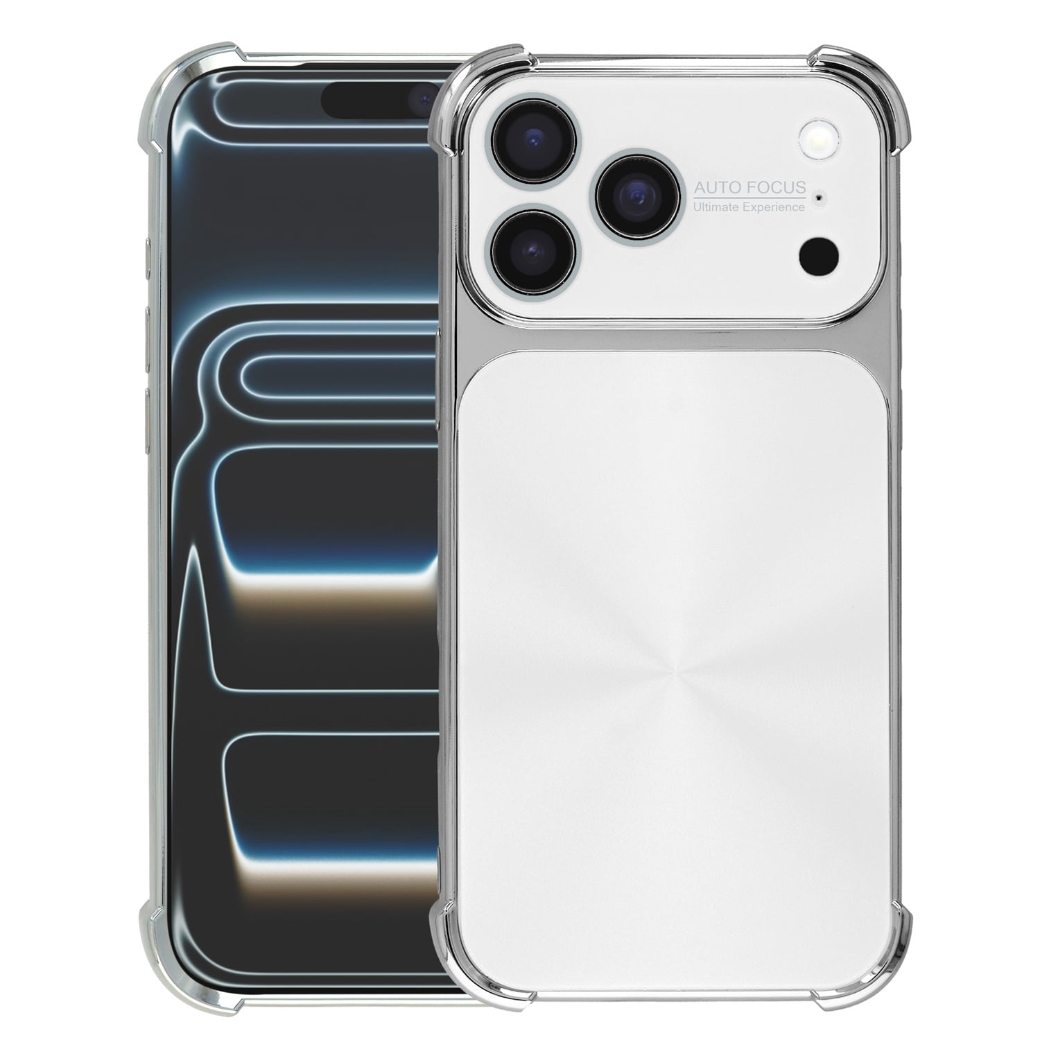 CD-Pattern Electroplated Four Corner Shockproof Case for iPhone 17 Pro Max - White