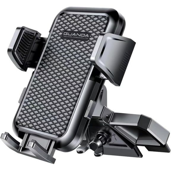 GUANDA Car Sturdy CD Slot Phone Mount, Anti-Vibration, Rotatable Universal Firm-Hold CD Player Phone Holder for Car, Single-press Release, Heat-Resistant, Compatible with iPhone & Samsung