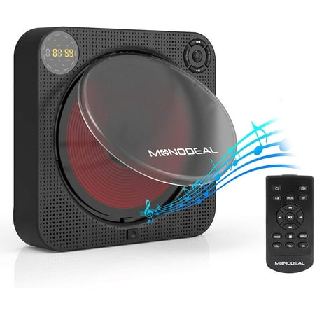 CD Player with Bluetooth, MONODEAL Portable Rechargeable CD Player with Built-in Speakers, Wall CD Player for Home, CD Player for Car and Outdoors (with Remote Control and Built-in FM Radio)