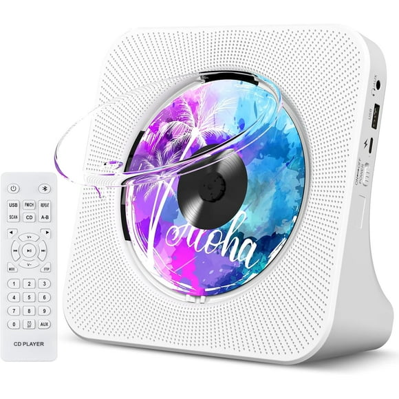 CD Player with Bluetooth – Portable Music Stereo with Dual HiFi Speakers, AUX USB Input, FM Radio, Headphone Jack, LCD Display for Home, Desktop, Kids Room, Gift Use