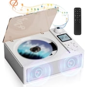 CD Player Boombox with LCD Screen Display, Bluetooth Rechargeable Boombox with CD-R/RW/MP3 Playback, Desktop CD Music Players for Home, Dual Stereo Sound, FM Radio/AUX/USB/TF