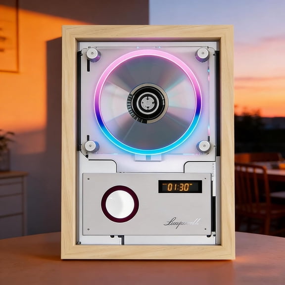 CD Player Photo Frame Vertical CD Player, Wall/Tabletop Dual Use, Built-in Speaker, Digital Display, Remote Control, Cordless Design, Perfect For Birthday