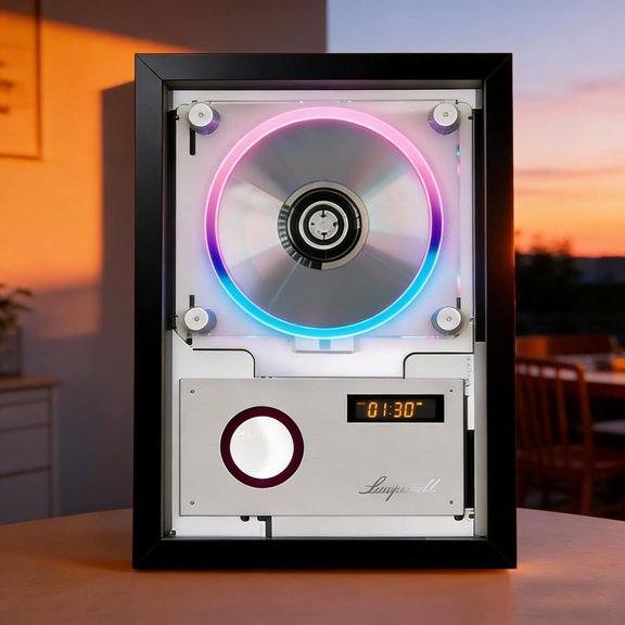 CD Player Photo Frame Vertical CD Player, Wall/Tabletop Dual Use, Built-in Speaker, Digital Display, Remote Control, Cordless Design, Perfect For Birthday