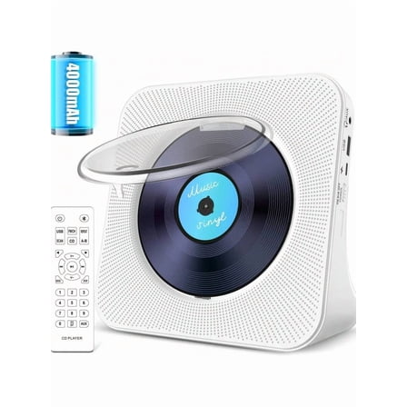 CD Player Portable Bluetooth 5.1 Desktop CD Player With HiFi Sound Speaker, Remote Control, Dust Cover, LED Display Screen, Boombox FM Radio, USB/AUX Suitable For Home Use