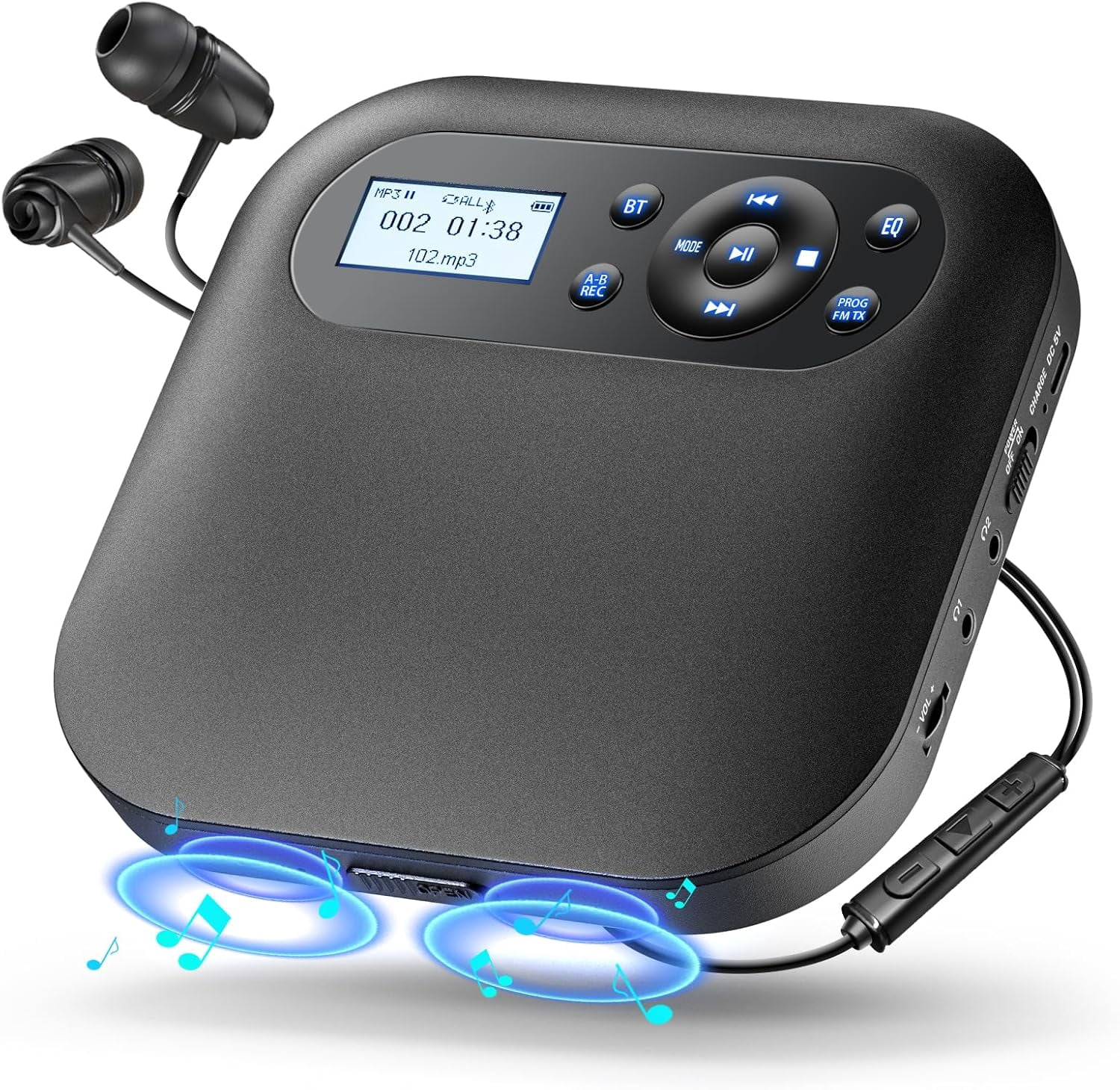 Backlight Design Cd CD Player Portable Bluetooth CD Player with Speakers and FM ...