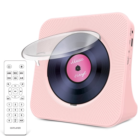 Jazmm CD Player Portable with Bluetooth, HiFi Sound Speaker, FM Radio CD Music Player for Home with Remote Control, for Home Desktop