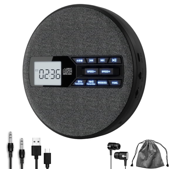 CD Player Portable, Rechargeable Portable CD Player with Dual Speakers and Anti Skip,CD,U,LCD Display,Sensitive Button,5 EQ,AUXhite, Mp3 player,record player,Speaker rack, Speaker, Bluetooth
