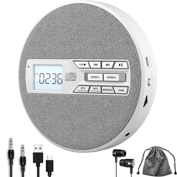 NEW 2026 CD Player Portable with Bluetooth, 1500 mAh Rechargeable Discman CD Player for Car