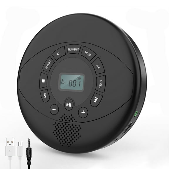 CD Player Portable,discman Rechargeable,Walkman CD Player with Speaker, Headphones,CD-R,MP3 USB playable,Anti Skip CD Playing for car,Suitable for Personal or Multi-Users,Black
