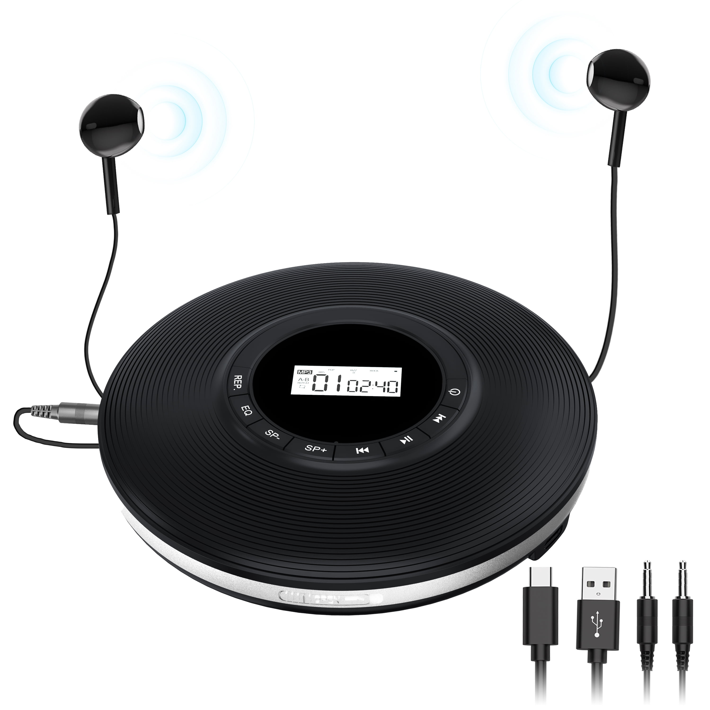 Greadio Portable CD Player, 1000mAh Disman CD Player for Car