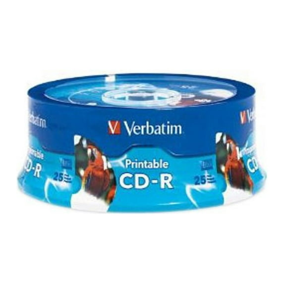 CD-R 700MB 700MB, 52X, White Inkjet Printable, Hub Printable, 25/PK Branded Spindle