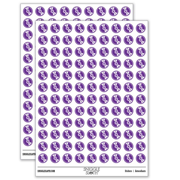 CD ROM Compact Disk DVD 200+ Round Stickers - Gloss Finish - 0.50" Size - Purple