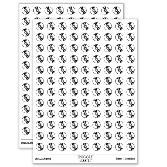 CD ROM Compact Disk DVD 200+ Round Stickers - Matte Finish - 0.50" Size - White