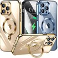 thumbnail image 1 of [CD Ring Compatible with MagSafe Invisible Stand] Magnetic for iPhone 15 Pro Case, [Electroplated Bumper Non-Yellowing][Look as Bare iPhone] Slim Clear Case with Holder for Women Men Girls, 1 of 9