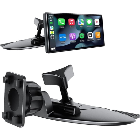 CD Slot Mount with 17mm Ball Adapter for CarPlay Screen, 4-Button Lock Car CD Mount Compatible with 710.26 Inch Portable CarPlay Displays, Baby Camera Monitors & Smartphones