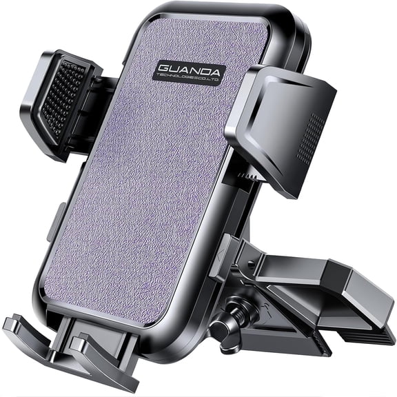 GUANDA Upgraded CD Slot Phone Mount for Car – Universal 360° Adjustable Holder, Secure Fit for iPhone & Android Devices, Works with Thick Cases (Light Purple)