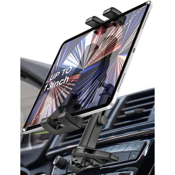 CD Slot Tablet Holder for Car - [Height Adjustable] Car Tablet Mount CD Player, Ultra Sturdy CD Tray Tablets Stand for iPad Pro, Air, Mini, iPhone, Galaxy Tabs, Z Fold, Fire HD, 4.7-13" Devices