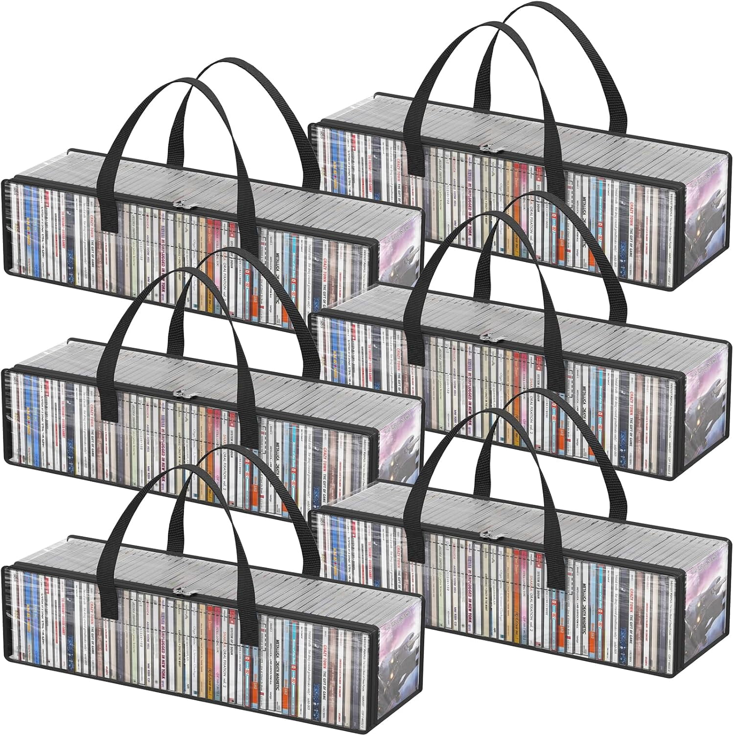 CD Storage Bags 6 , Clear PVC CD Case Holder with Handles, Front Window ...