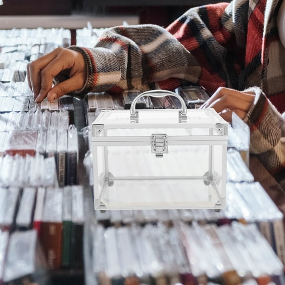 CD Storage Box Clear Plastic CD Organizer DVD Storage Box with Lid -, DVDs Cases Storage Container Shelf Organizer Bin