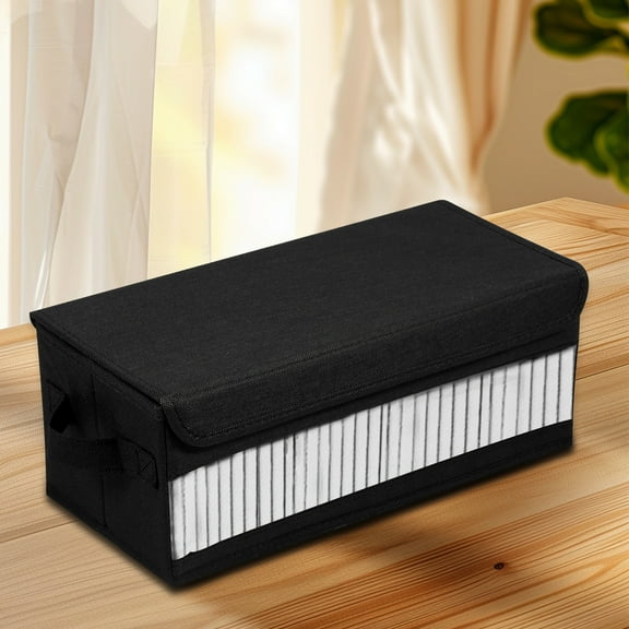 CD Storage Box with Lid Nonwoven Fabric CD Organizer Case Foldable CD Case Holder Large Capacity DVD Storage Box for Storing Media Game Discs Books