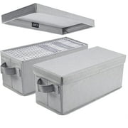 CD Storage Boxes - Pack of 2 CD Case Holder, Container holds 30 CDs in full jewel cases, 60 CDs in slim cases, and 165 discs in CD sleeves - 2pack-grey