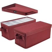 CD Storage Boxes - Pack of 2 CD Case Holder, Container holds 30 CDs in full jewel cases, 60 CDs in slim cases, and 165 discs in CD sleeves - 2pack-red