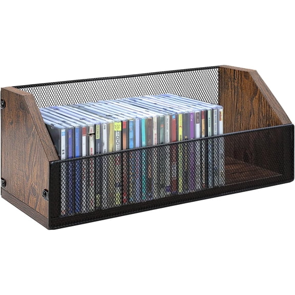CD Storage Rack - CD Storage Case Holds 38 Full Case CDs, 76 Slim Case CDs, Desktop or Closet CD Stand, CD Display for Blu-Ray | Video Game Cases | Papers | Cards