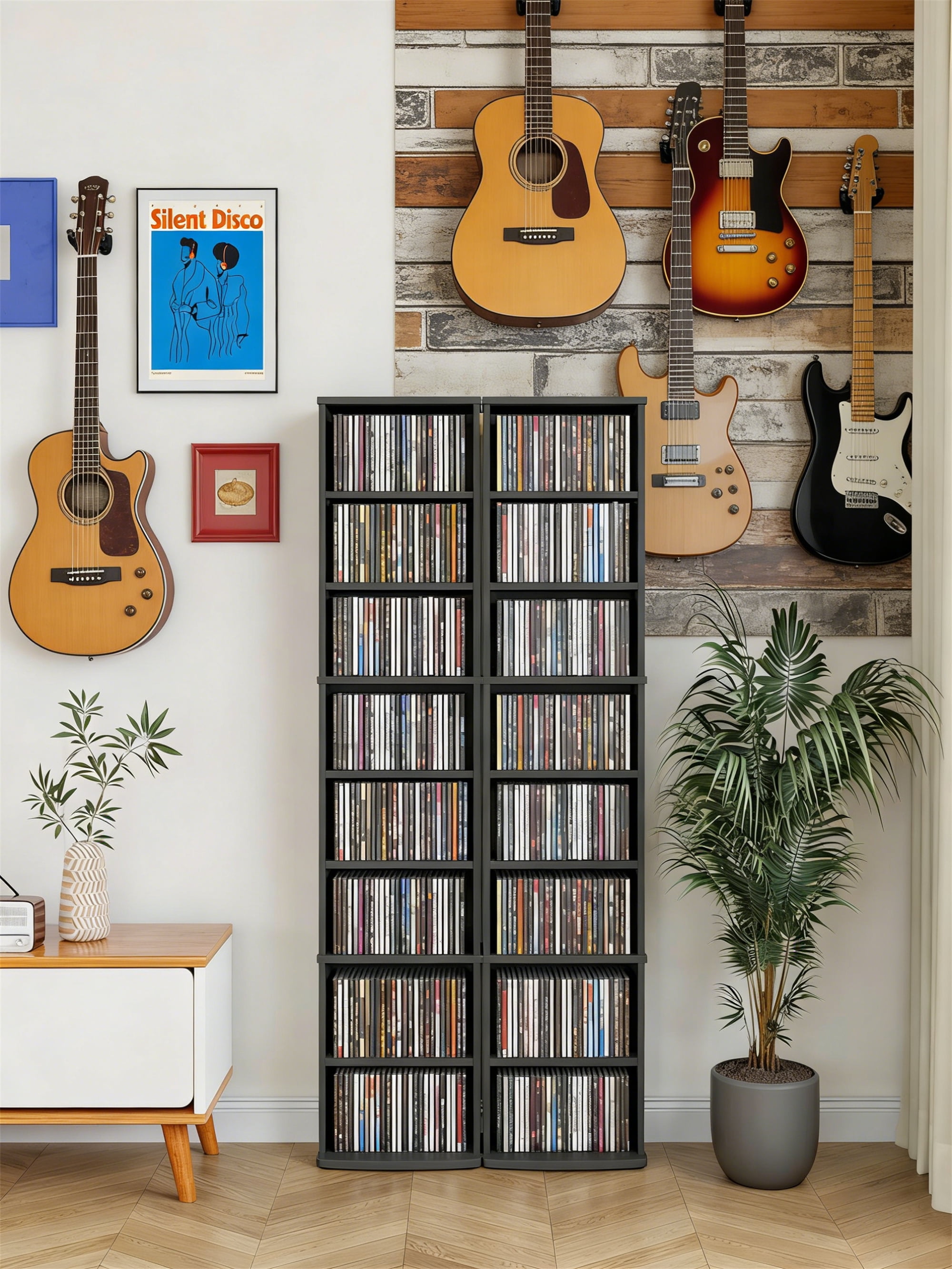 Built In Cd Racks CD Storage Tower, 8-Tier CD Cabinet with Adjustable Shelves, DVD Stand ...