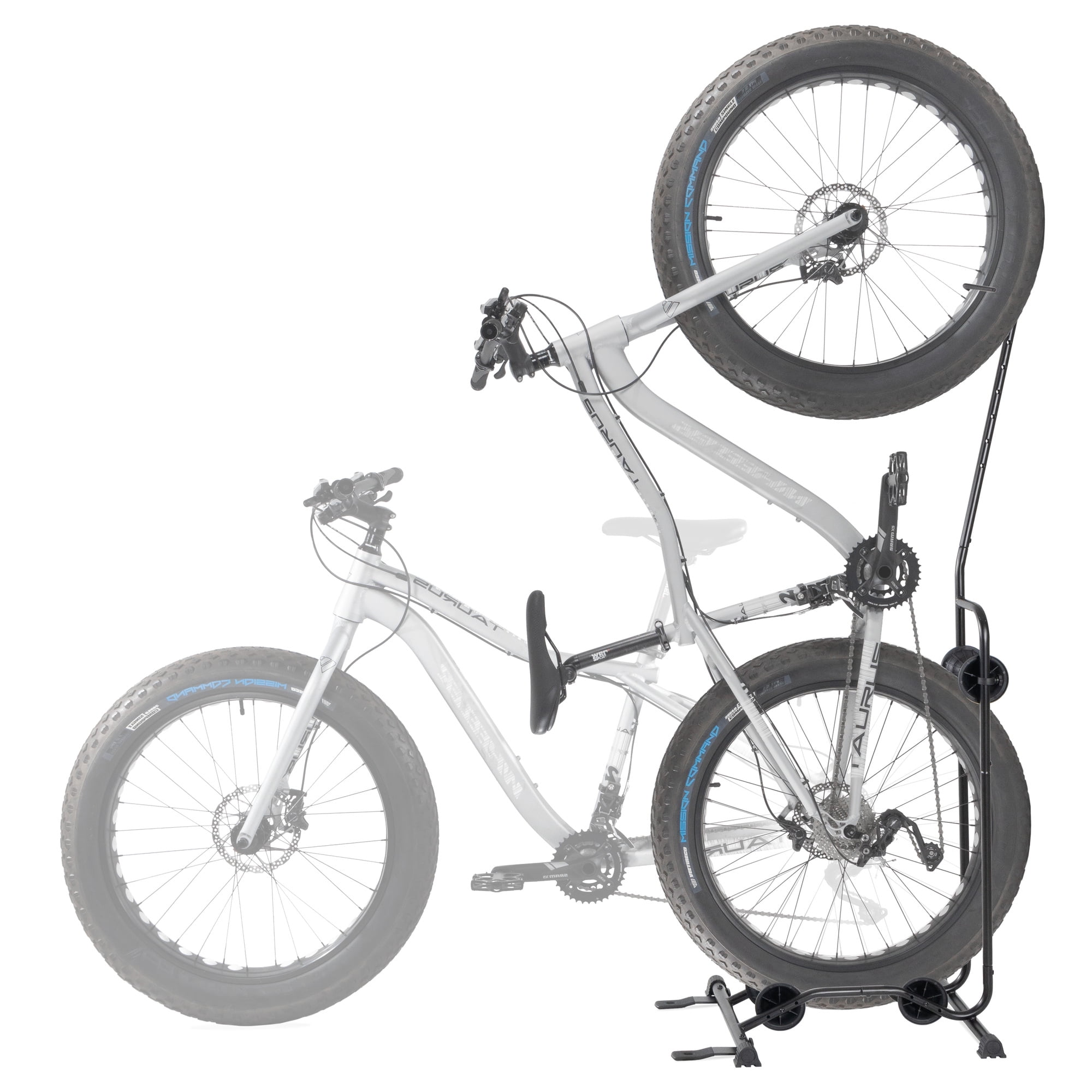 Black Powder-Coated Steel Adjustable Upright Bike Stand