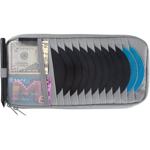 CD Visor Holder, 12 Sleeves Organizer with Mesh Pocket