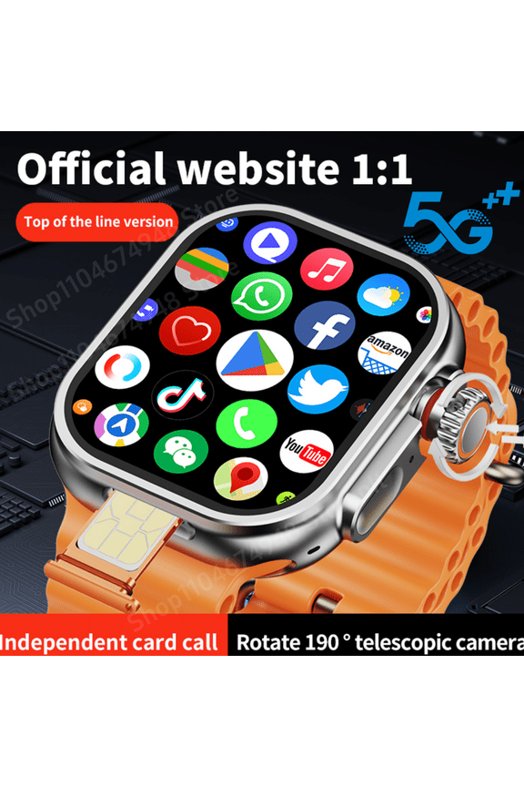CD12 Smartwatch Upgrade Android 12.0 Smart Watch With 2.26inch Amoled Screen 180 ° Rotary Camera GPS WIFI Compass Sim Card Slot