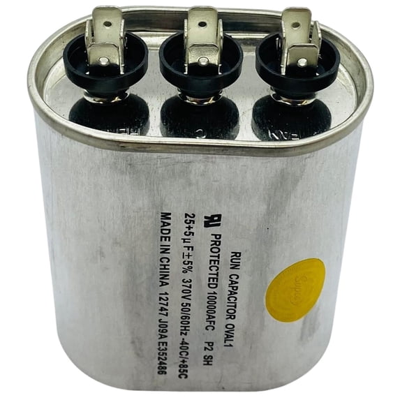 CD25+5X370, Dual Run Capacitor Oval 25 + 5 Mfd. 370 Volt